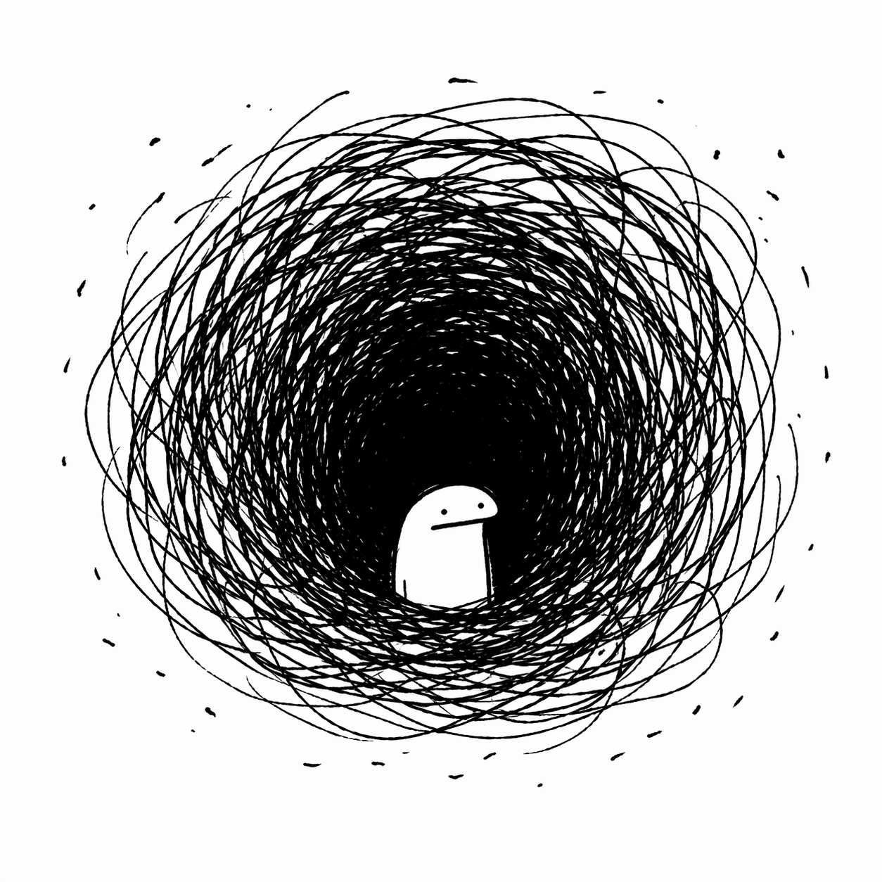 Hand-drawn black vortex illustration